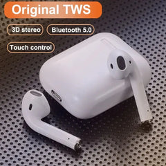 Airpods TWS 12 black Mini Bluetooth Wireless Headset(True Wireless Stereo) Bluetooth Earbuds Bluetooth Handsfree Dual Sound Bass, Charging Case and Extra Ear-Buds, Pop-Up Feature Compatible with All Devices